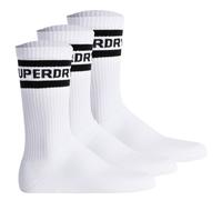 Superdry Unisex Sportsocken, 3er Pack - COOLMAX SPORT CREW SOCK 3PK, Logo, Streifen Weiß / 36-38 36-38 Weiß