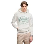 Kapuzensweatshirt SUPERDRY "VL CLASSIC HOOD", Herren, Gr. XXL, weiß (winter weiß), angeraute Sweatware, Obermaterial: 80% Baumwolle, 20% Polyester, bedruckt, relaxed fit normal, Rundhals, Rippbündchen
