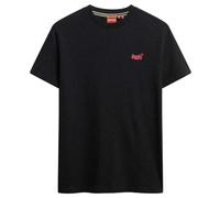 Rundhalsshirt SUPERDRY "ESSENTIAL LOGO EMB TEE", Damen, Gr. XL, schwarz (raven schwarz marl), Single Jersey, Obermaterial: 100% Baumwolle, meliert, unifarben, slim fit hüftlang, Rundhals, Shirts Rundh