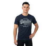 Rundhalsshirt SUPERDRY "VL CLASSIC TEE", Herren, Gr. S, blau (eclipse navy), Single Jersey, Obermaterial: 100% Baumwolle, bedruckt, regular fit hüftbedeckend, Rundhals, Shirts Rundhalsshirt (26921626-