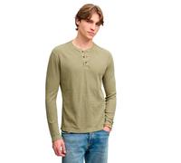 Superdry & Co Waffle Henley Langarmshirt, helles khaki, Größe M