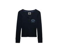Superdry Women's Athletic Button DOWN LS TOP T-Shirt, Eclipse Navy, 42