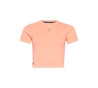 Superdry Womens Code Essential Fitted Crop Tee T-Shirt, Hyper Fire Coral, L