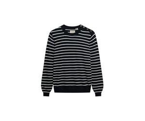 Superdry Women's LW Essential Jumper Pullover Sweater, Optic Eclipse Navy Stripe, 34