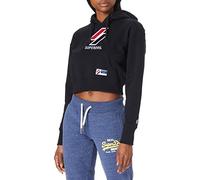 Superdry Womens Sportstyle Classic Boxy Hood Hooded Sweatshirt, Black, L