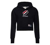 Superdry Womens Sportstyle Classic Boxy Hood Hooded Sweatshirt, Dark Charcoal Marl, S