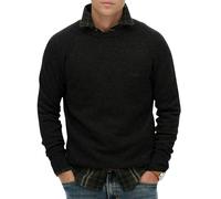Strickpullover SUPERDRY "WOOL BLEND JUMPER", Herren, Gr. XL, midnight charcoal marl, Strick, Obermaterial: 35% Wolle, 35% Nylon, 30% Baumwolle, meliert, regular fit normal, Rundhals, Rippbündchen, Pul