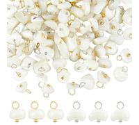 SUPERFINDINGS 100 Stück 2 Stile Natürliche Trochus Muschel Charms Strand Muscheln Anhänger Weiße Nuggets Charms Mit Messing Gold Silber Schleifen Sommer Muscheln Bastel Charm