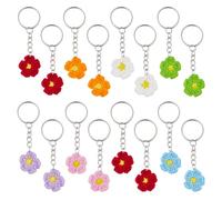 SUPERFINDINGS 16 Stück 8 Farben Gänseblümchen Schlüsselanhänger Gehäkelter Blumen Schlüsselanhänger Handgemachter Blumen Anhänger Blumen Taschenanhänger Hängender Anhänger Charm Schlüsselanhänger