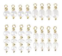 SUPERFINDINGS 16 Stück Natürliche Perlen Anhänger Süßwasser Weiße Perlen Charms 12.4~29.5mm Gezüchtete Perlens Anhänger mit Messingschlaufe Echte Perlens für DIY Armbänder Halsketten Gold