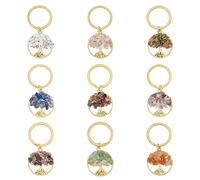 SUPERFINDINGS 18 Stück 9 Stile Baum des Lebens Schlüsselanhänger Natürlicher Kristallstein DIY Schlüsselanhänger Anhänger Edelstein Schlüsselanhängers Anhänger Für Geliebte Freunde Mütter Valentinstag