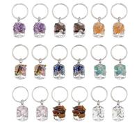 SUPERFINDINGS 18 Stück Baum Des Lebens Schlüsselanhänger Chakra Schlüsselanhänger Handgefertigter Edelstein Baum Des Lebens Schlüsselanhänger Tibetsilber Schlüsselanhänger, 4.3cm