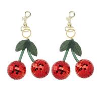SUPERFINDINGS 2 Stück Kirsch Taschenanhänger Discokugel Süßer Schlüsselanhänger Rote Frucht Funkelnder Hängeanhänger Anhänger Für Frauen Taschen Geldbörse Auto DIY Ornament