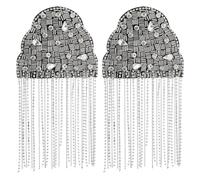 SUPERFINDINGS 2 STÜCK Strass Quaste Schulter Silber Epauletten Brosche Pin Retro Strass Schulter Abzeichen Abnehmbare Quaste Epauletten Punk Epaulette 19.8cm / 7.8"