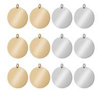 SUPERFINDINGS 2 Styles 16 Stücke Blanko Prägung Nachricht Wort Anhänger 12 aus Edelstahl Flach Runde Charms Für DIY Armbänder Halsketten Ohrringe Hundemarken 304cm 2.5 Zoll Im Durchmesser