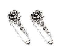 SUPERFINDINGS 2 x Sicherheitsnadel Mit Blume Rosenblütenform Brosche Antik Silber Große Sicherheitsnadeln Brosche Legierung Florale Kiltnadeln Für Schal Rucksack Rock Strickjacke Hut Schal