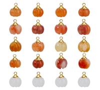 SUPERFINDINGS 20 Stück Natürliche Jadesteine Charms KürbisDesign Baumelnde Charms Herbst Gemischte Farben Kugel Rund Exquisite Anhänger Charm Für Halloween 10x7.5mm,Zufällige Farbe