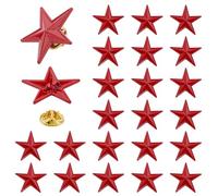 SUPERFINDINGS 24PCS Legierung Stern Brosche Nadeln 1.04x1.08inch Rot Emaille Stern Anstecknadel Reversnadel Fünfzackige Brosche Pentagramm Anstecknadeln für 4 Juli Veteranen Gedenken Geschenke