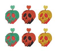 SUPERFINDINGS 3 Farben Giftiger Apfel Ohrringe Hexen Ohrringe Einzigartige Acryl Kürbis Ohrringe Geist Gesicht Ohrringe Halloween Schädel Baumeln Ohrringe für Frauen 6.5x4.8cm