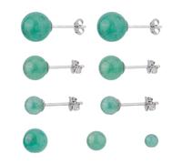 SUPERFINDINGS 3 Paar 3 Stile Dunkelgrüne Jade Ohrringe Echte Jade Ohrstecker Natürliche Grüne Jades Ohrringe Runde Ohrstecker Mit 925 Sterling Silber Stiften Für Damen Und Mädchen