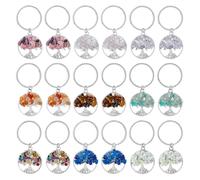 SUPERFINDINGS 36 Stück 9 Stile Baum Des Lebens Schlüsselanhänger Natürlicher Kristallstein Handgemachter DIY Schlüsselanhänger Charm Anhänger Edelstein Schlüsselanhänger Charm