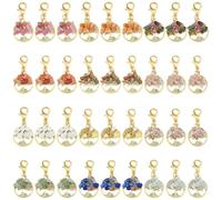 SUPERFINDINGS 36 Stück Baum Des Lebens Schlüsselanhänger 12 Stile Goldene Gemischte Steinanhänger Mit Karabinerverschluss Natürlicher Kristallstein Handgefertigter Keychain Für Glückstaschenanhänger