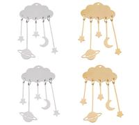 SUPERFINDINGS 4 Stück 2 Farben Wolke Mond Anhänger Charme Gold Silber Edelstahl Charme Wolke Mit Stern Mond Planet Charme Satelliten Charme Weltraum Charme Für Schmuckherstellung