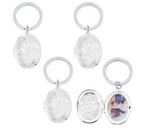 SUPERFINDINGS 4 STÜCK Ovaler Medaillon Schlüsselanhänger Mit Foto Anhänger Schlüsselanhänger Aus Metall Foto Schlüsselanhänger Medaillon Schlüsselring Paar Schlüsselanhänger DIY Schlüsselanhänger