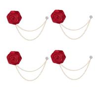 SUPERFINDINGS 4 STÜCK Rote Rosen blumen brosche Anstecknadeln Blume Herren Anstecknadeln Bräutigam Rosenbroschen Herren Satin Revers Hochzeitsbroschen Für Männer Anzug Hochzeit Bräutigam Schmuck