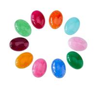 SUPERFINDINGS 40Pcs 5mm 10Colors Oval Natural White Jade Cabochons Gefärbte Edelstein Cabochons Mit Flacher Rückseite Für Die Schmuckherstellung von Halsketten Keine Löcher