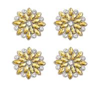 SUPERFINDINGS 4Stk Strass Blumen Applikation Gelb Floral Perlen Patches Kristall Strass Applikation Hochzeit Brautgürtel Applikationen Für Brautkleid Gürtel