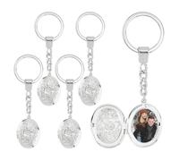 SUPERFINDINGS 5 Stück Silber Medaillon Schlüsselanhänger Aus Messing Erinnerungsfoto Medaillon Schlüsselanhänger Oval Blumen Medaillon Schlüsselanhänger Personalisierter Foto Schlüsselanhänger