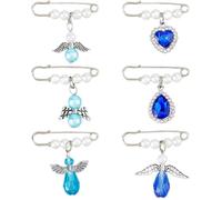 SUPERFINDINGS 6 Stück Engel Bouquet Anhänger Etwas Blaues Geschenk für die Braut Schutzengel Brautstrauß Anhänger Gedenk Hochzeits Bouquet Charms für Hochzeits Erinnerungsgeschenke zum Gedenken