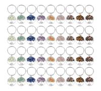 SUPERFINDINGS 72 Stück 9 Farben Baum Des Lebens Schlüsselanhänger Natürliche Kristallsteine Handgemachte DIY Schlüsselanhänger Charm Anhänger Glücksschlüsselring Edelsteine Schlüsselbund Charm