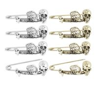 SUPERFINDINGS 8 Stück 2 Farben Totenkopf Sicherheitsnadel Gothic Punk Sicherheitsnadel Antike Farbe Große Sicherheitsnadeln Brosche Legierung Kiltnadeln Skelett Brosche Für Kleidung Schal Rucksack