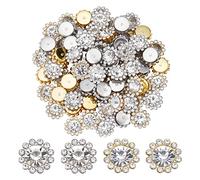 SUPERFINDINGS 80 Stück 2 Farben Strasssteine zum Anbringen von hellen 16mm Perlennieten mit flachem Rücken mit Diamant Kristall Blumen Nieten für Kleidung Kleidung Taschen Schuhe Kleid Hochzeit