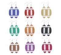 SUPERFINDINGS 9 Paar 9 Farben Rugby Ohrringe Hängend Buntes Kunstleder Rugby Ohrringe Modische Sport Tropfenohrringe Einzigartige Glitzernde Ball Ohrringe Team Fan Schmuck Für Frauen