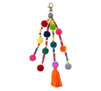 SUPERFINDINGS Bohème Stil Bunte Pompon Schlüsselanhänger Handtasche Quaste Schlüsselbund Ethnischer Stil Taschenanhänger Handgefertigter Auto Schlüsselanhänger Mit Drehverschluss Für Taschen,26cm