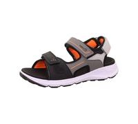 Sandale SUPERFIT "CRISS CROSS WMS: mittel", Mädchen, Gr. 34, bunt (grau, schwarz), Lederimitat, Textil, Schuhe Sandale, Klettschuh, mit Fußbett, Größenschablone zum Download (17616236-34) grau, schwar