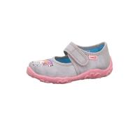 Hausschuh SUPERFIT "BONNY WMS: mittel", Mädchen, Gr. 32, hellgrau, Baumwolle, Schuhe Hausschuh, Klettschuh mit Einhornmotiv, Größenschablone zum Download (87198737-32) hellgrau