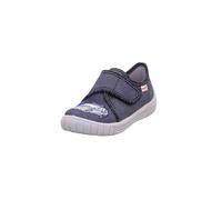 Hausschuh SUPERFIT "BILL, WMS: mittel", Mädchen, Gr. 25, blau (jeansblau polizei), Baumwolle, Polyester, bestickt, Schuhe Hausschuh, Kindergartenschuh mit Klettverschluss, Größenschablone zum Download