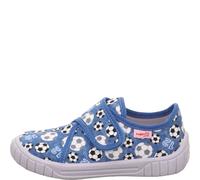 Hausschuh SUPERFIT "BILL, WMS: mittel", Mädchen, Gr. 28, blau (blau, kombiniert), Textil, Schuhe Hausschuh, Kinderschuh mit Klettverschluss, Größenschablone zum Download (64956822-28) blau, kombiniert