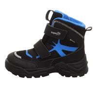 Winterboots SUPERFIT "SNOW MAX WMS: weit", Mädchen, Gr. 28, schwarz (schwarz, blau), Synthetik, Textil, kontrastfarbene Details, Schuhe Winterboots, Snowboots für breite Füße geeignet, Größenschablone