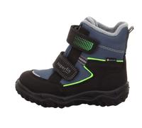Klettboot SUPERFIT "HUSKY, WMS: mittel", Mädchen, Gr. 28, blau (schwarz, hellgrau), Textil, Veloursleder, kontrastfarbene Details, Schuhe, Outdoorboots mit Anziehlasche, Größenschablone zum Download (