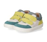 Klettschuh SUPERFIT "SUPIES WMS: mittel", Kinder, Gr. 28, gelb kombiniert, Nappaleder, Polyester, Veloursleder, mehrfarbig, Schuhe Klettschuh, Sneaker, Freizeitschuh im Retro Look, Größenschablone zum