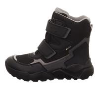 Winterboots SUPERFIT "ROCKET WMS: Weit", Kinder, Gr. 36, schwarz, Lederimitat, Polyester, casual, Schuhe, Klettstiefel mit Schurwolle und GORE-TEX, Größenschablone zum Download (30898453-36) schwarz