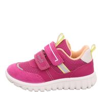 Sneaker SUPERFIT "SPORT7 MINI WMS: mittel", Damen, Gr. 24, pink, orange, Lederimitat, Textil, Veloursleder, unifarben mit Farbeinsatz, Schuhe Sneaker, Klettschuh, in WMS: Weite mittel, Größenschablone