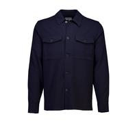 Hemdjacke LINDBERGH, Herren, Gr. M, blau (navy), Web, Obermaterial: 65% Polyester, 31% Viskose, 4% Elasthan, unifarben, casual, lässig geschnitten hüftbedeckend, Rundhals, Langarm 1-Knopf-Manschette, 