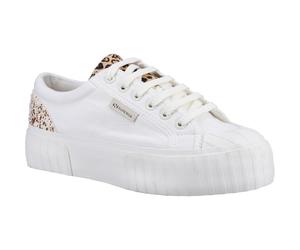 Superga 2631 Kalbshaar Details Leder Damen Weiß Avorio/Leopardenflecken Turnschuhe EU 38 / UK 5