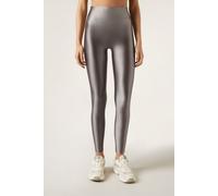 Superglänzende Satinierte Leggings Grau S